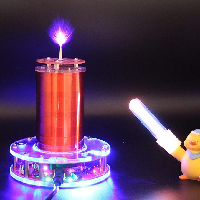 JZENT Bluetooth Music Tesla Coil PLLSSTC Desktop Toy Plasma Loudspeaker Arc Generator Wireless Transmission Teaching Demonstration Experiment Model JN-02