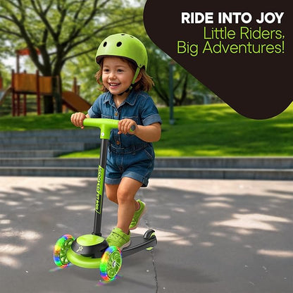 3 Wheel Scooter for Kids, Smooth Light Up LED Front Wheels, Wide Anti Slip Deck, Rear Foot Brake, Easy Lean to Steer Maneuvering, Indoor & Outdoor Ride On Toys for Ages 2 Up,