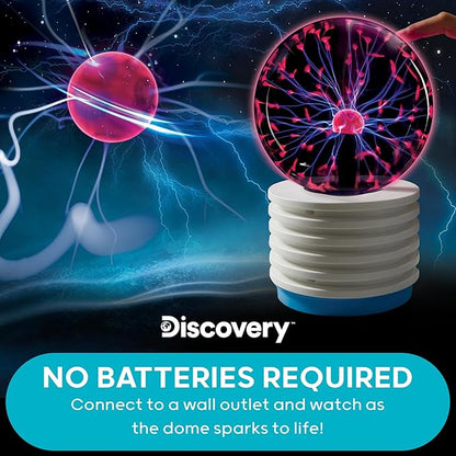 Discovery™ Plasma Globe Lamp - Touch & Sound Sensitive Lightning| Electric Tesla Coil Base Design| Educational STEM Toy| Home & Room Décor| Light-Up Plasma Orb| Interactive Globe| Fun Science Gift
