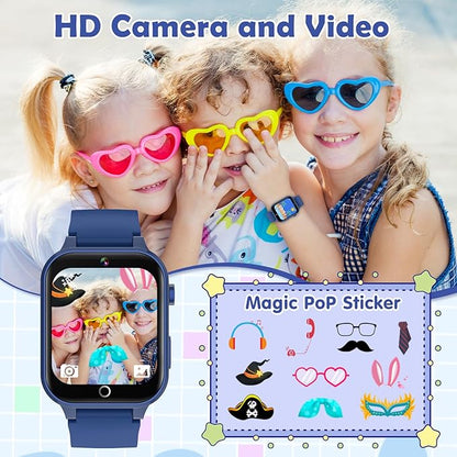 Luyiilo Smart Watch for Kids, with 26 Puzzle Games, Touch Screen, HD Camera, Alarm Clock, Toys for Ages 4-12 Years Old.Birthday Gift for Boys Girls (Blue)
