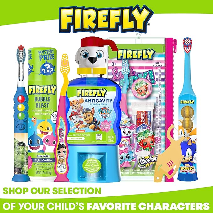 FIREFLY Clean N' Protect, L.O.L. Surprise! Toothbrush with hygienic Character Cover, Soft Bristles, Anti-Slip Grip Handle, Battery Included, Ages 3+, 1 Count (Pack of 2)