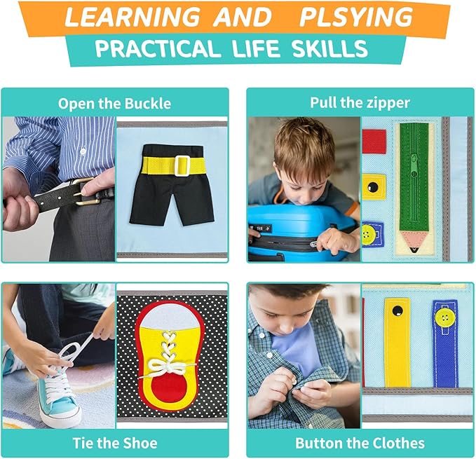 Quiet Book for Toddlers, Busy Book Montessori Toys with Preschool Learning Educational Activities for Boys & Girls，Toddler Book Activity for Car Travel Must Have Trip Essential