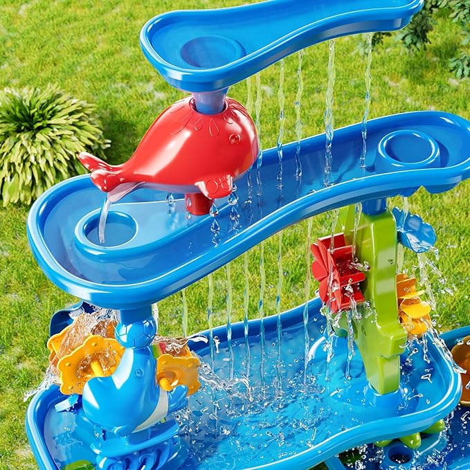 Water Table for Toddlers 1-3 3-5, 5-Tier Water Table for Kids with Sand Beach Toys, Water and Sand Sensory Table Beach Outdoor Birthday Gifts Toys for Kids Toddlers Age 3 4 5 6 7 8 Boys Girls