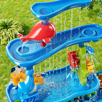 Water Table for Toddlers 1-3 3-5, 5-Tier Water Table for Kids with Sand Beach Toys, Water and Sand Sensory Table Beach Outdoor Birthday Gifts Toys for Kids Toddlers Age 3 4 5 6 7 8 Boys Girls