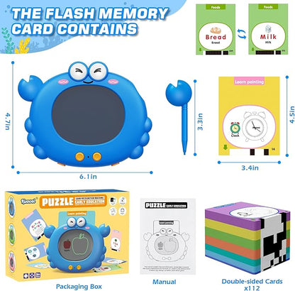 Talking Flash Cards,Kids Toddler Flash Cards with 224 Pages,Writing, Drawing,and Math,Autism Sensory Toys,Speech Therapy Toys,Learning Educational Toys Gifts for Age 2 3 4 5 Years Old Boys and Girls
