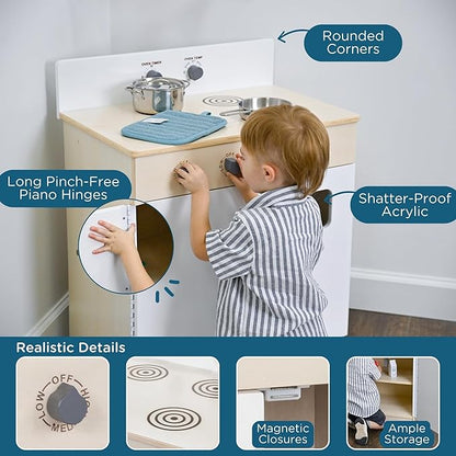 Children’s Factory Wooden Play Stove for Kids and Toddlers – Pretend Kitchen Playset with Realistic Design – Preschool Furniture for Classroom or Playroom – 24" W x 15" D x 28" H – Assembly Required