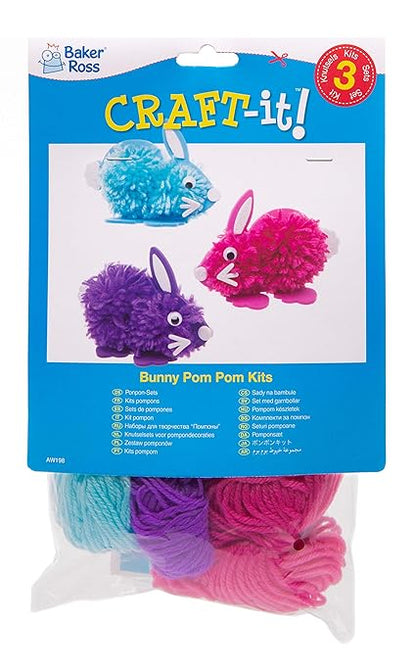 Baker Ross AW198 Easter Pom Pom Ornament - Pack of 3, Arts and Crafts for Kids to Create and Display