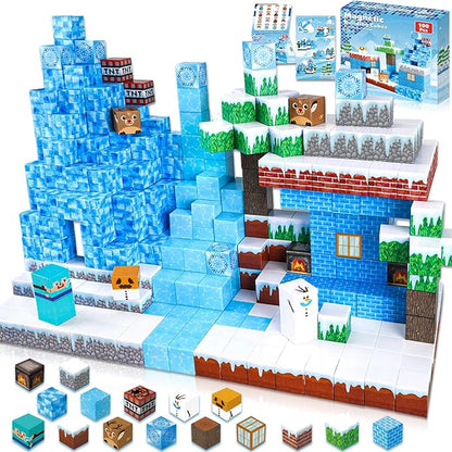 Magnetic Blocks - 100PCS Magnetic Blocks Build Frozen Castle - Magnetic Toys for Montessori Toddler Christmas Birthday Gifts - STEM Sensory Toys for 3 4 5 6 7 8 9 10 Year Old Girls