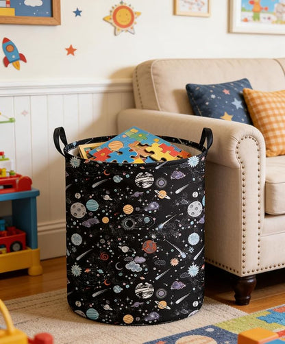 Moon and Stars Laundry hamper Baby Laundry Hamper Collapsible Canvas Waterproof Storage Bin for Kids Clothes Organizer Basket Clothes hamper Star Room Decor(Moon)