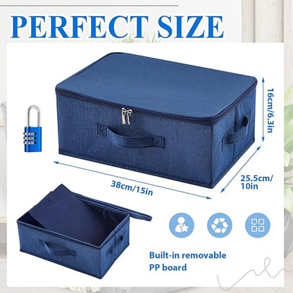 Briwooody Discreet Lockable Toy Bag Storage Organizer Toy Bag Storage Bins Case with Zipper Lid for Women and Men Clothes Container(Dark Blue,15 x 10 x 6.3 Inch)