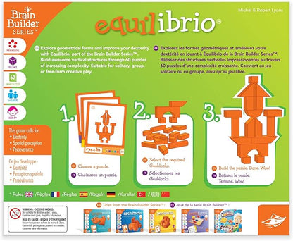 Foxmind Games: Equilibrio Spatial Logic and Dexterity Game, Build Gravity Defying Structures, 60 Smart Puzzles to Work Through, 6 Levels of Complexity, Develops STEM Skills, 1+ Players, For Ages 5+