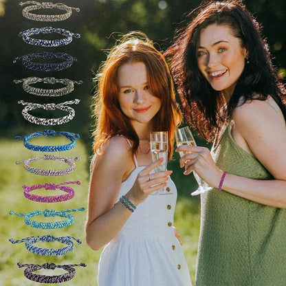 12 pcs Braided Friendship Bracelets for Teen Girls Woven Paracord Bracelets Set Valentines Exchange Gifts Easter Basket Fillers for Teen Teenager Birthday Christmas Party Favors