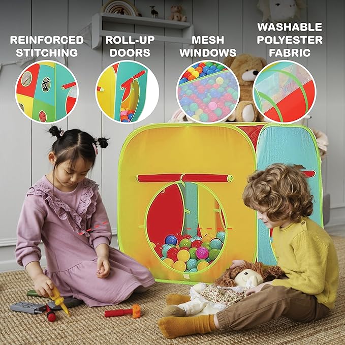 Kids Play Tent for Toddlers, 5pc Toddler Jungle Gym Playset with Ball Pit, Crawl Tunnel and Obstacle Course, Indoor Outdoor Playhouse Toy for Boys and Girls