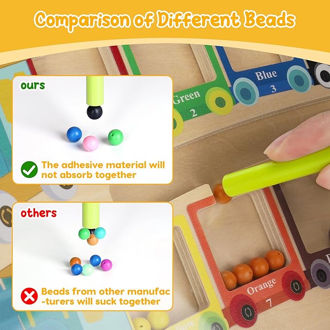 Magnetic Color & Number Maze Montessori Wooden Magnet Puzzle Game Board Montessori Color Matching Learning Counting Puzzle Board Toddler Fine Motor Skills Toys Gift