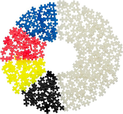 PLUS PLUS 240 Piece Interlocking Building Blocks for Kids, Open Ended Connecting Toys, STEM Bin Mini Manipulatives - Glow Mix Play Tube & Baseplate