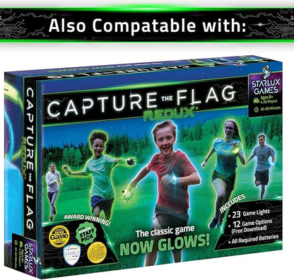 Starlux Games Glow Tag - an Outdoor Night Game for Kids | Ages 5+ | Includes 12 Light Up Bracelets & 12 Tag Games (Flashlight Tag, Freeze Tag & More) | Glow Games | Glow in The Dark Outdoor Toys