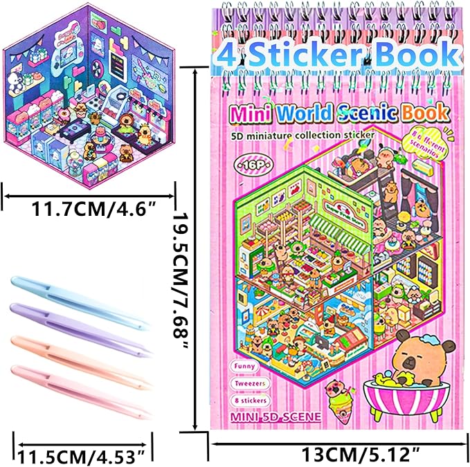 32 Sets (1200+) DIY 3D Stickers for Kids & Adults with 4 Sticker Books, Make Your Own Houses, Buildings, Shops & Amusement Park Scenes for Parties, Birthdays & Gifts
