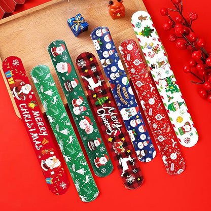 Viicoor Slap Bracelets Christmas 48 PCS Snap Bracelet Wrisrtband for Party Favors Basket Bag Filler School Prizes Gifts Party Favors Bulk