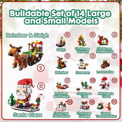 Calendar 2024 Christmas Building Blocks Set, 6 IN 1 Christmas Toys, Building Blocks Toys Holiday Countdown Calendars, Ideas Gift for for Teens Boys Girls 6-12 Year (Small Santa)