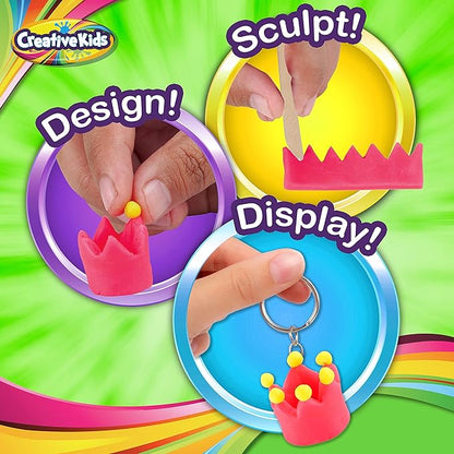 Creative Kids Clay Charms - Sculpt Over 30 Various Clay Charms - Make Charm Bracelets and Keychains with 13 Air Clay Colors - Great Kids Activity Birthday Gift for Boys and Girls Ages 6+