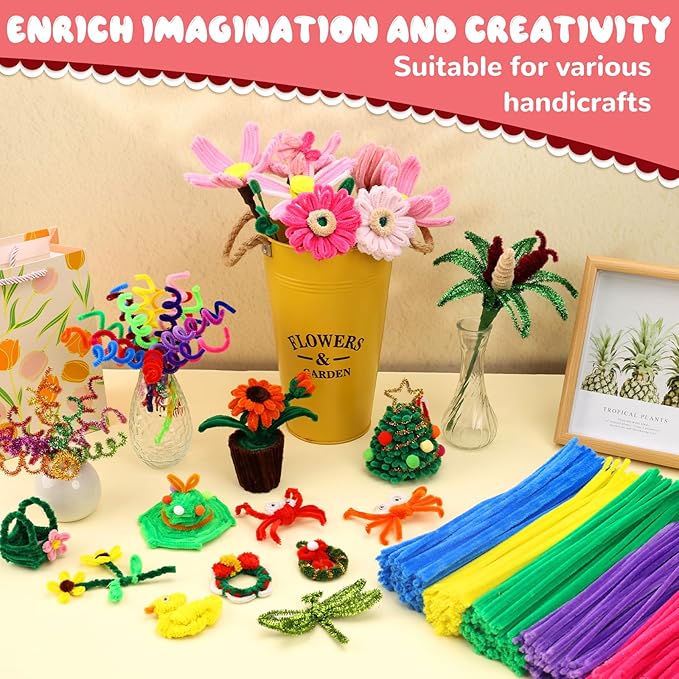 Pipe Cleaners, 100PCS Christmas Pipe Cleaners Craft Supplies, Wine Red Pipe Cleaners Bulk Fuzzy Sticks for DIY Art and Craft Projects Home Decoration