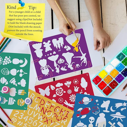 30pcs Drawing Stencils, Plastic Kids Stencils for Drawing with 450+ Shapes, Great Birthday Christmas Gift for Kids