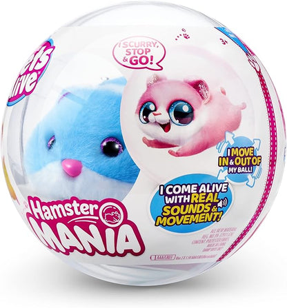 Pets Alive Hamstermania (Blue) by ZURU Hamster, Electronic Pet, 20+ Sounds Interactive, Hamster Ball Toy for Girls and Children