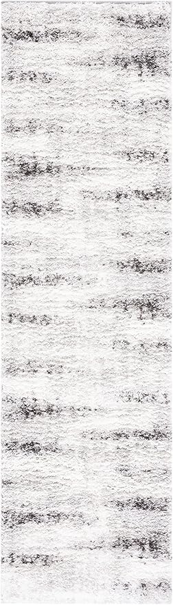 SAFAVIEH Berber Shag Collection Runner Rug - 2'3" x 8', Grey & Dark Grey, Abstract Design, Non-Shedding & Easy Care, 1.25-inch Thick Ideal for High Traffic Areas in Living Room, Bedroom (BER551F)