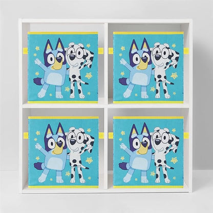 Bluey Set of 2 Collapsible Storage Cubes,10"x10"x10" Fabric Bins for Kids, Spacious Foldable Toy Organizer Boxes for Bedroom, Playroom, or Closet