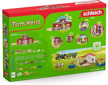 Schleich Farm World Animal Farm Playset with Figurine and Accessories - 92pc Kids Animal Farm Playset with Cow, Horse, Pig, Bull, and Accessories for Boys and Girls, Gift for Kids Age 3+, Red