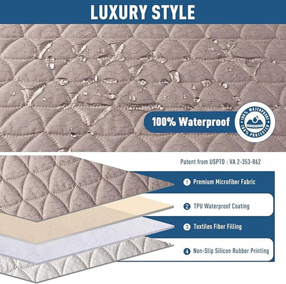 TAOCOCO 100% Waterproof Loveseat Recliner Cover-Recliner Cover with Non-Slip Granule, Recliner Chair Covers with Elastic Band,Washable Recliner Chair/Furniture Protector for Pets(Peach, 2 Seater)