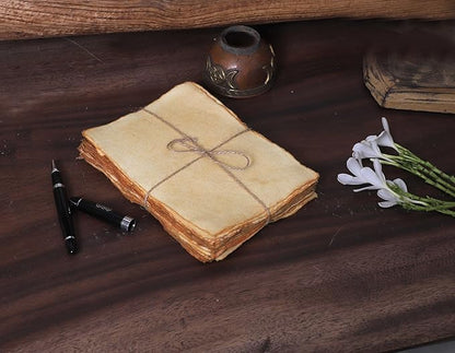 50 Pack Cotton Watercolor Paper with Deckle Edge 200 GSM Rough Textured Watercolor Paper for Writing (Anique, 9x12)