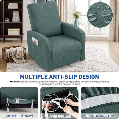 MAXIJIN Waterproof Small Recliner Chair Covers 3 Pieces Recliner Cover That Stay in Place, Lazy Boy Recliner Slipcovers with Pockets Reclining Protector for Pet (Small Recliner, Pea Green)
