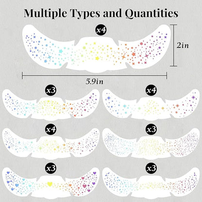 24pcs Glitter Freckles Makeup Patches-Holographic-Face Glitter Speckles, Sparkle Speckles Patches for Women, Cute Sparkling Fake Freckles, Glitter Freckles Face Tattoo, Musical Festival Accessories