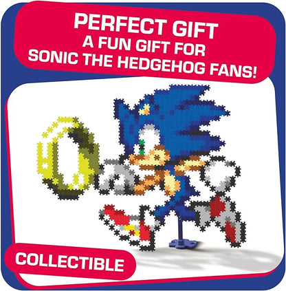 Jixelz Remix Sonic The Hedgehog Craft Kit - Sonic and Ring - No Heat or Glue Required - STEM Building Toys - Pixel Art for Bedroom or College Dorm Room Decor - 700+ Pieces - Ages 8 Years and Up