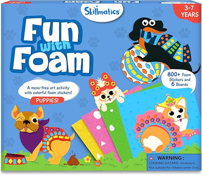 Skillmatics Art Activity - Fun with Foam Puppies, No Mess Felt Sticker Art for Kids, DIY Craft Kits, Gifts for Boys & Girls Ages 3, 4, 5, 6, 7, Travel Toys