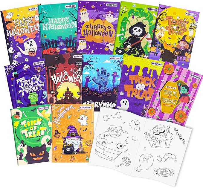KiDEPOCH Halloween Mini Coloring Books, 24pcs Small Coloring Booklets for Party Favors Bulk, Great Creativing Gifts for Daily
