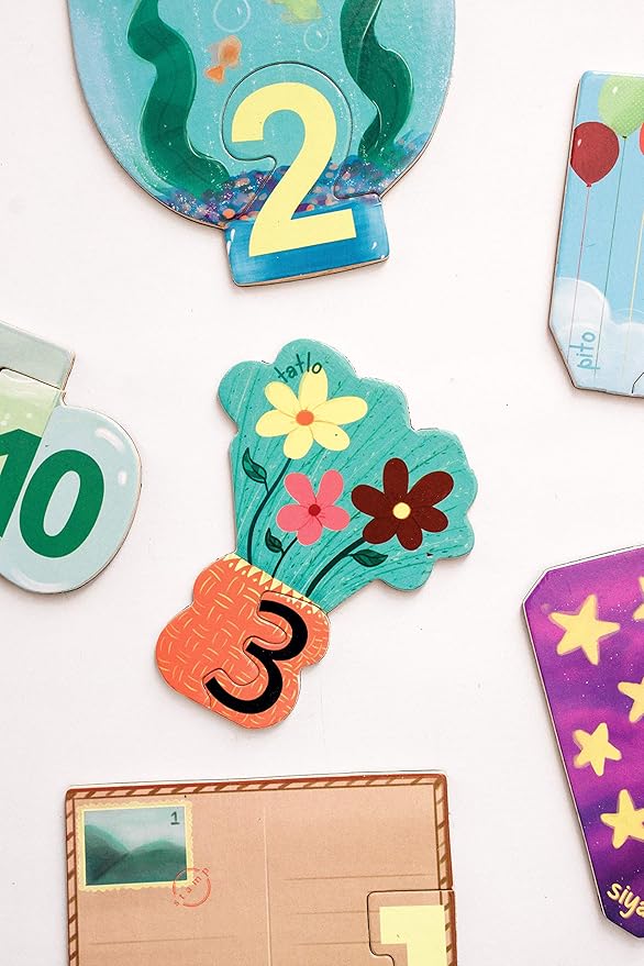 Tagalog Wooden Matching Number Magnets Game, Educational Matching Game for Toddlers 3+ Years Old - Fun Toddler Memory Game with Numbers and Words- Magnetic Learning Toy with Wooden Pieces