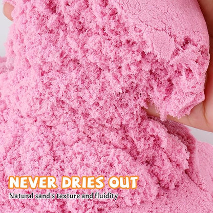 11 Lbs Moldable Self-Sticking Sand, Never Dries Out-Fun for 3 Years and up Kids Bulk Refill for Sensory Sand Box Toys, Ideal for Shaping, Squeezing, Scooping and Rolling (5 Light Colors)