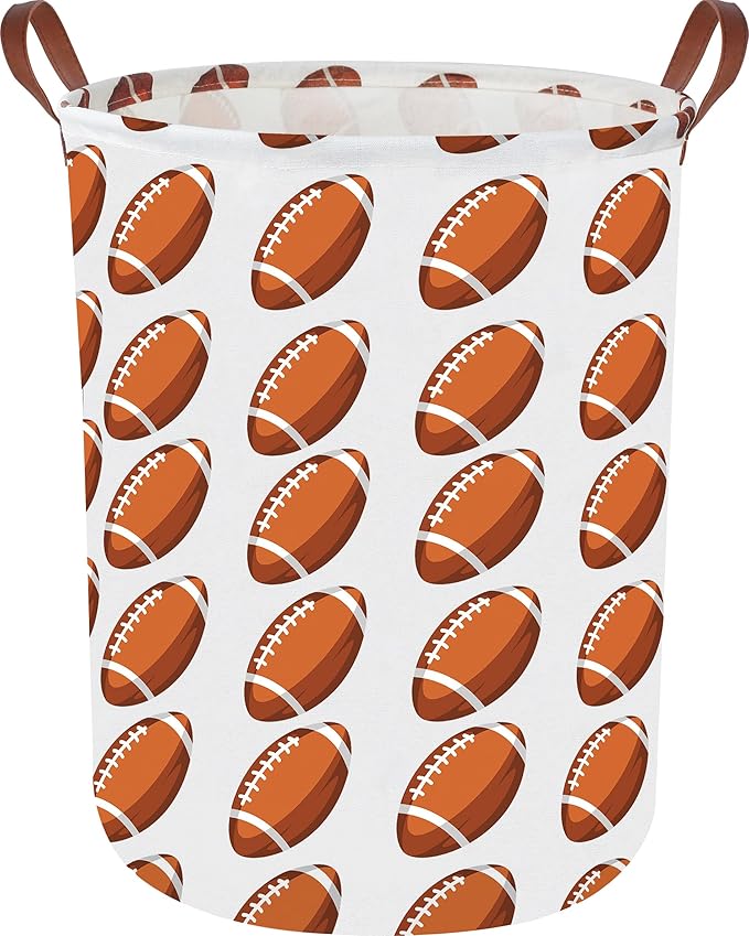 CLOCOR Kids Laundry Basket,Waterproof Nursery Hamper for Baby Boy,Football Storage Baskets for Boys Bedroom,Kids Toys Storage Bin,Room Decor,Gift Basket（Rugby