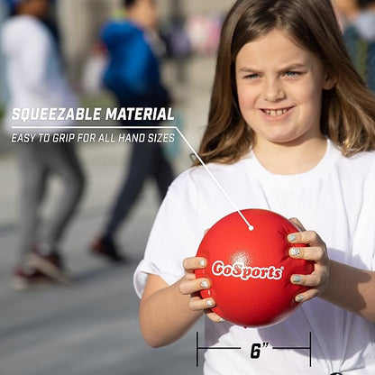 GoSports Soft Skin Foam Playground Dodgeballs - Set of 6 Includes Mesh Carry Bag