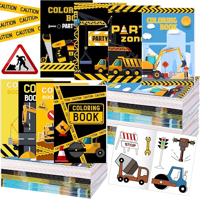 Estune 40 Pcs Coloring Books Party Favor for Kids Coloring Book Set Mini Small Color Booklets Goodie Bag Stuffers Gift Classroom Home(Construction Trucks)