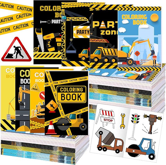 Estune 40 Pcs Coloring Books Party Favor for Kids Coloring Book Set Mini Small Color Booklets Goodie Bag Stuffers Gift Classroom Home(Construction Trucks)