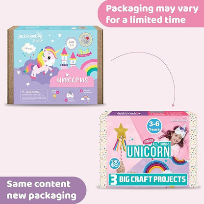 jackinthebox Unicorn Craft kit for 3 to 5 Year olds, 3 Craft Projects, Great Gift for Kids Ages 3 4 5 Years,Craft kit for Kids, No Mess Art for Kids, Craft Kits & Supplies, DIY Creative Activity