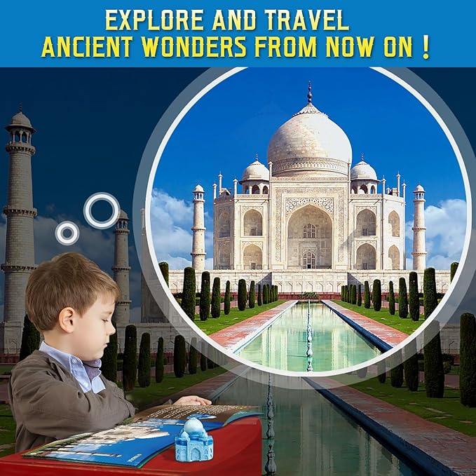 Ancient Wonders Dig Kit, Excavate 6 Famous Landmarks Figurines & 6 Rocks, with History Learning Cards, Wonders of The World Toy Archaeology Set, STEM Party Favor Gifts for Boys & Girls Age 6+