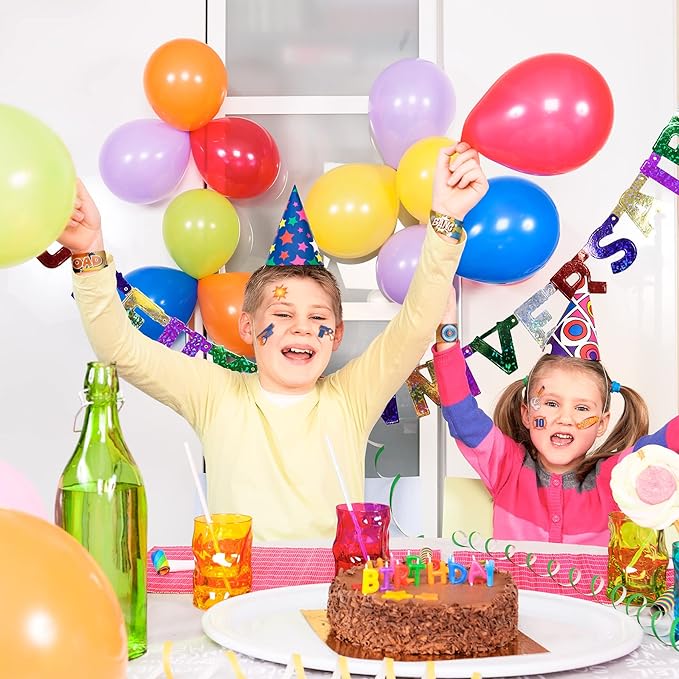 Erweicet Dart Battle Party Favors 72 PCS Gun Slap Bracelets DIY Stickers Temporary Tattoos Keychains Plastic Straws Gift Bags for Kids Boys Birthday Baby Shower Goodie Bag Fillers, Blue,Orange,White