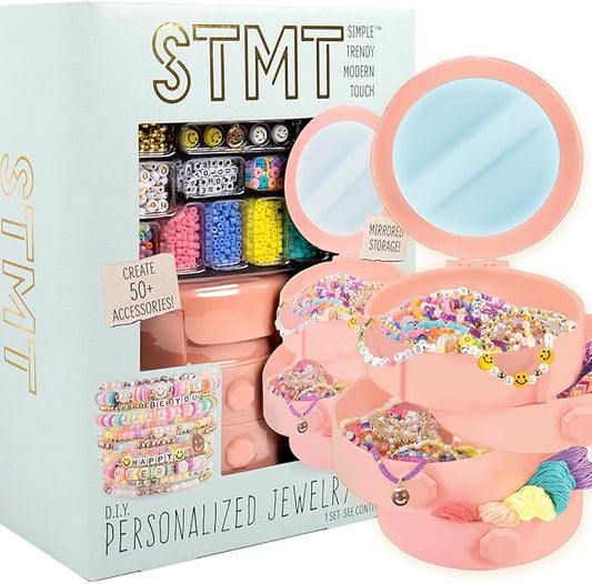 STMT D.I.Y. Personalized Jewelry Box, Design 50+ Accessories, Includes Swiveling Jewelry Box, Beads for Jewelry Making, Bracelet Making Kit, Great Gifts for Girls, Jewelry Making Kit for Girls 8-12