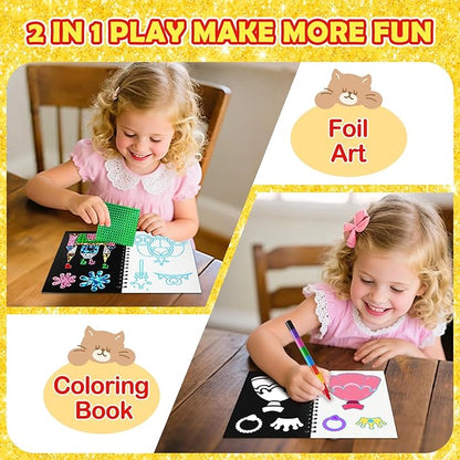 FUNNYB&G Foil Art Party Favors for Kids - 24 Pack Foil Art Crafts Kits Coloring Books, Goodie Bag Stuffers Party Favors for Kids 4-8 8-12, Bulk Birthday Classroom Prizes Girls Boys Gifts (Classic)