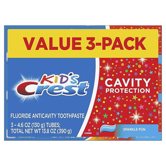 Crest Kid's Cavity Protection Toothpaste, Crest Kids Toothpaste, For Children And Toddlers 2+, Sparkle Fun, 4.6 Oz (Pack of 3), Toothpaste For Kids