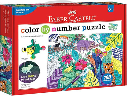 Faber-Castell Color by Number Puzzle, Jungle - 100 Pieces, Art Project for Kids Ages 6+